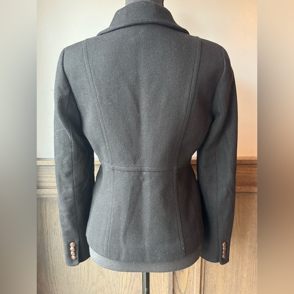 J. Crew Black Women's Wool Blend Blazer with Brown Buttons size 4 - Picture 4 of 7